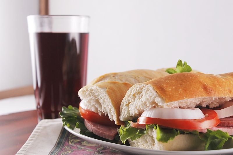 A light red or white wine pairs well with lunch dishes such as this sandwich