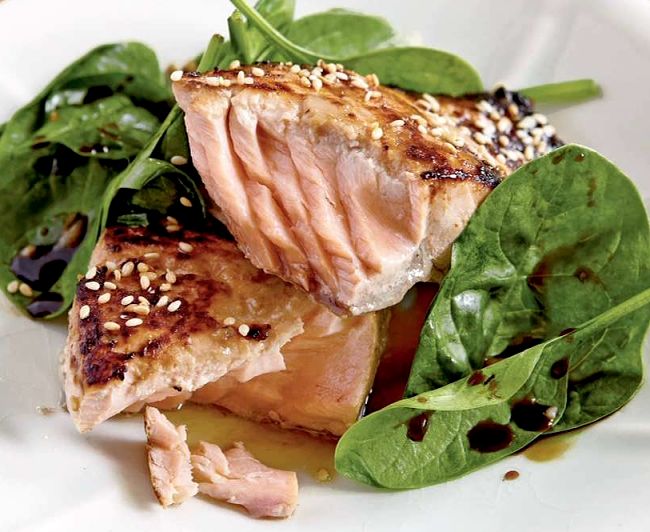 Miso glazed salmon is a speedy dish taking only 15 minutes to cook
