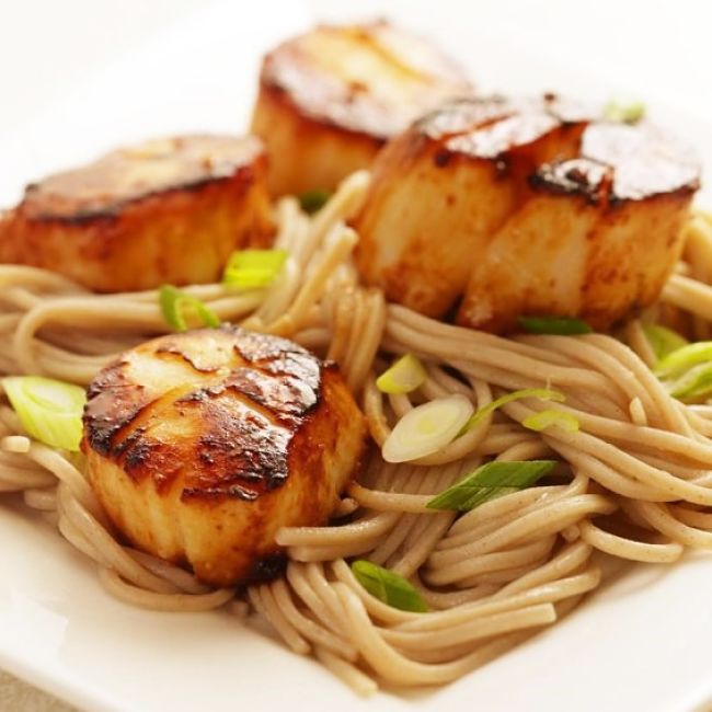 Miso-Glazed Scallops with Soba Noodles - try some of the other great recipes presented here