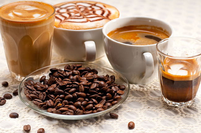 The calories in various types of coffee varies greatly even when sugar is not added and included in the calculations