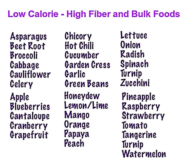Low calorie density food list for weight control and dieting